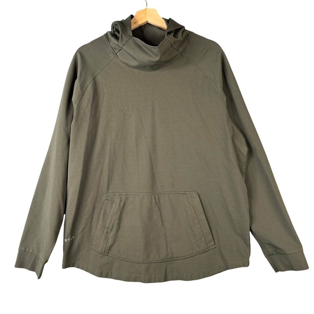 BYLT Premium Basics Elite Drop Cut Pullover Hoodie Dark Olive Mens Large DKO